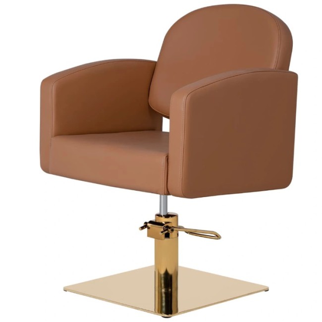 Парикмахерское кресло Тера, основание квадрат золото